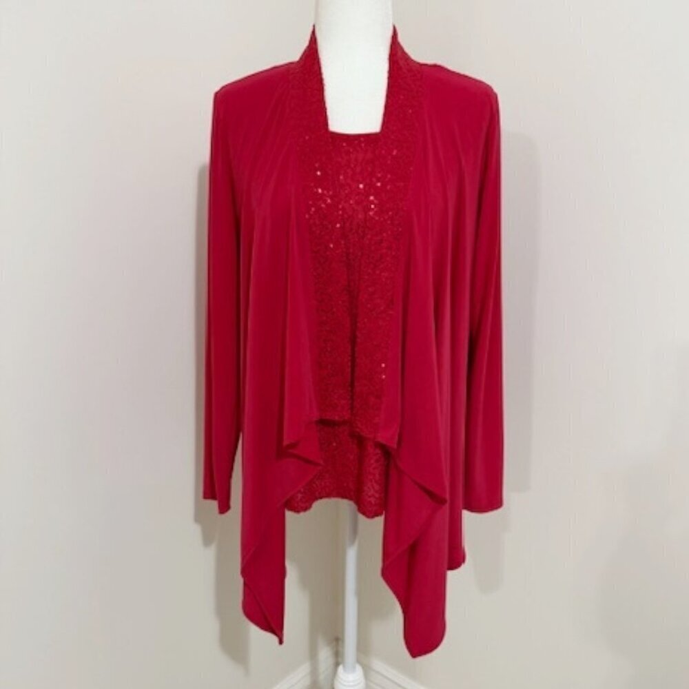 Laura Ashley Sequin Cardigan & Sleeveless Top Set Holiday Evening Women's Size M